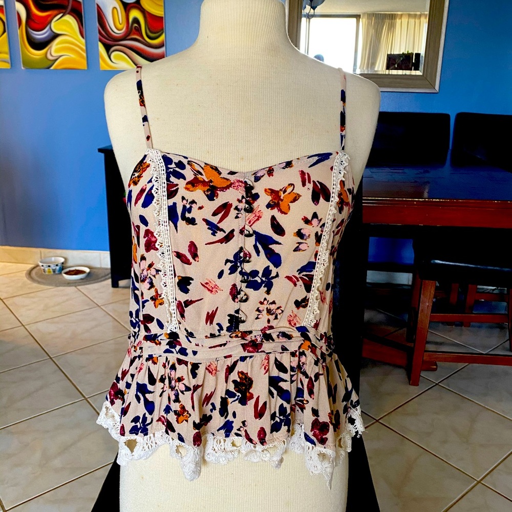 Knit top, floral